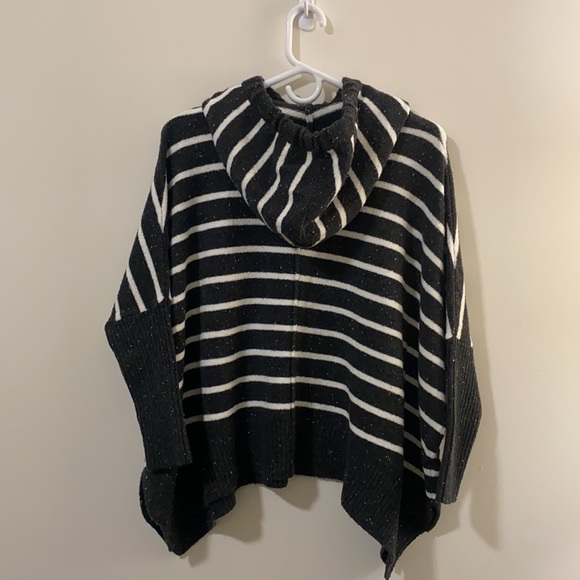 NWOT LOFT Stripe Hooded Poncho Sweater - Picture 7 of 11